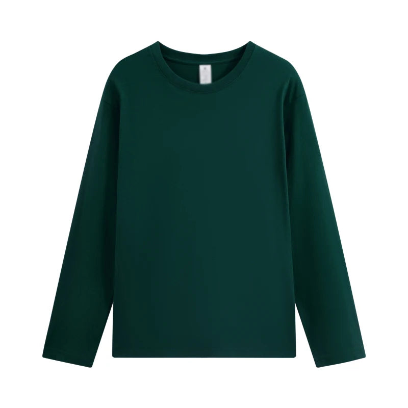 Long sleeve T-shirt Solid Color Top Tees Custom Print Your Design Autumn Plain Cotton Tshirts Plus Size Undershirts For Man