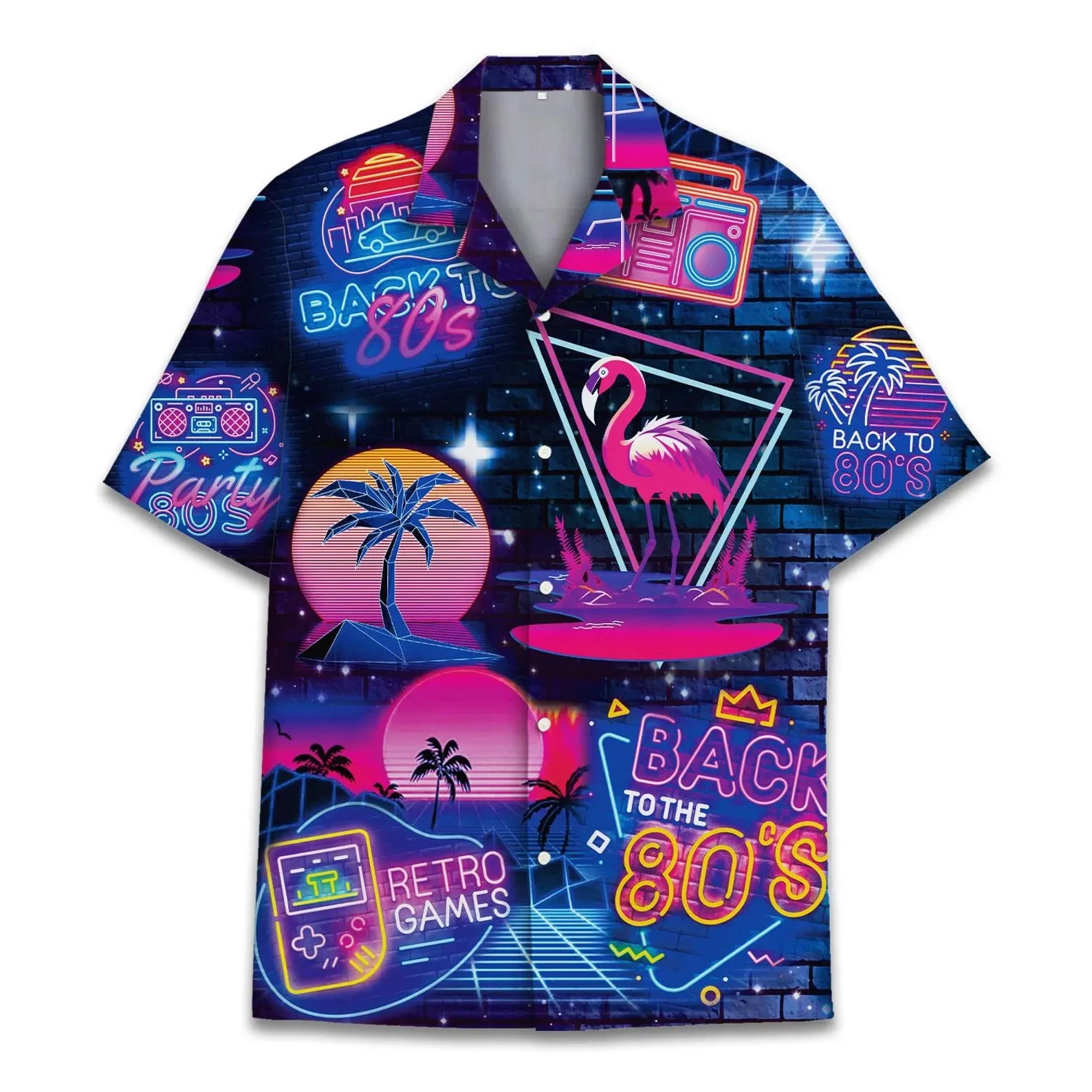 Retro Disco Music Cube Hawaiian Shirts For Men Galaxy Pop Skateboard Mens Hawaiian 80s 90s Shirts Short Sleeve Hip Hop Shirts