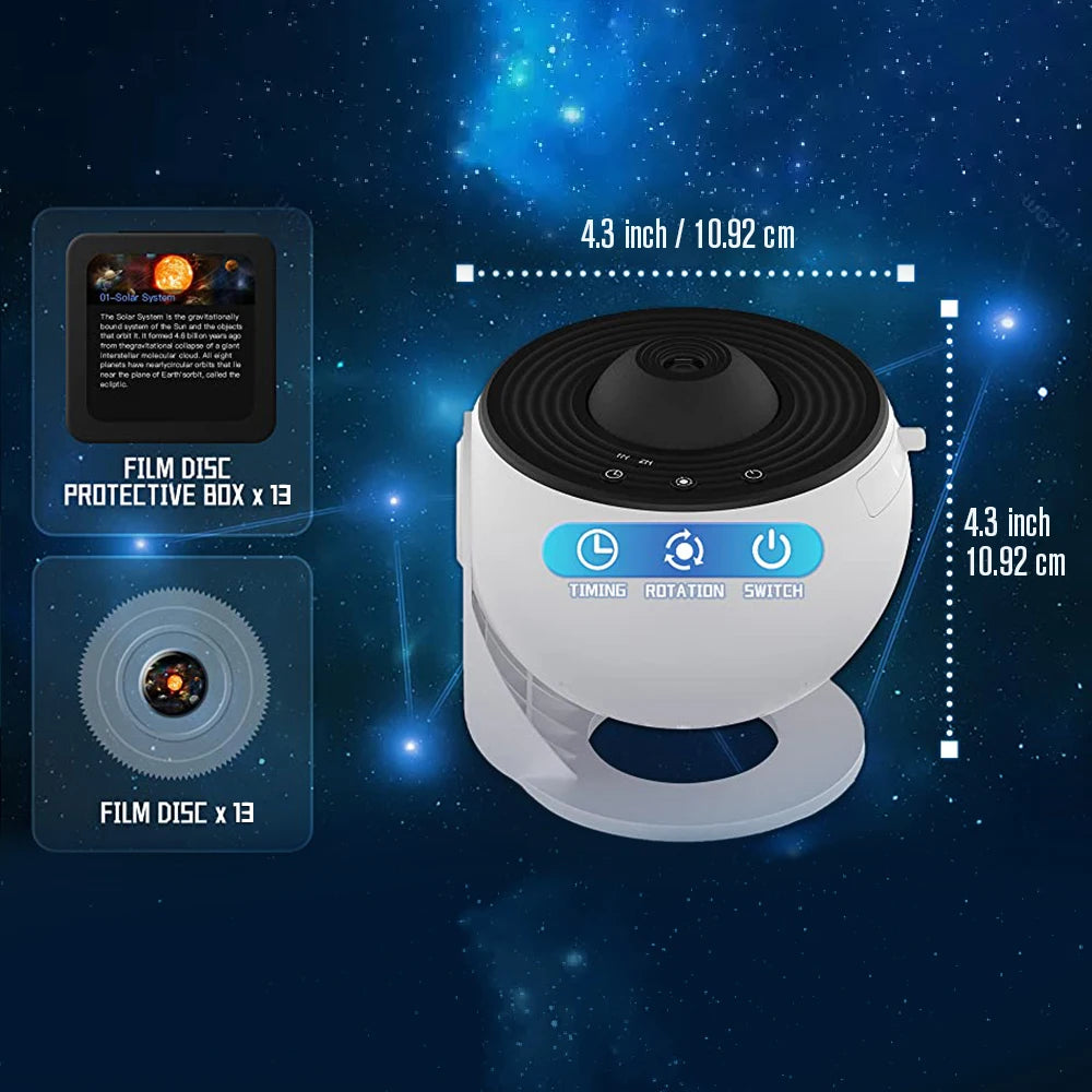 13 In 1 Galaxy Ultral Star Projector HD Image Area LED Night Light, 13 Film Discs,360° Rotate 1/2h Timer for Kids&Adults Bedroom