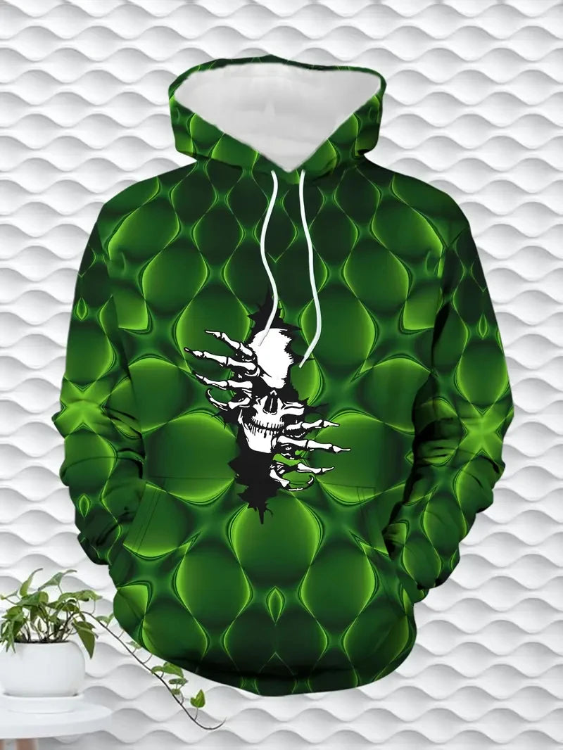 Vintage Cool 3D Print Skull Graphics Hoodie Drawstring Comfortable Super Dalian Long Hoodie Sweatshirt Spring And Autumn Clothes