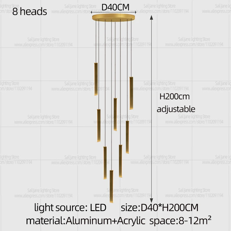 Modern Stair Chandelier Indoor Lighting Ceiling Lamp Attic Room hanging Light LED Chandeliers For Living Room Pendant Lights