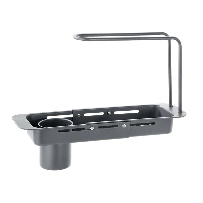 Kitchen Telescopic Storage Rack Sink Organizer Rack Telescopic Faucet Organizer Towel Sponge Storage Adjustable Storage Rack