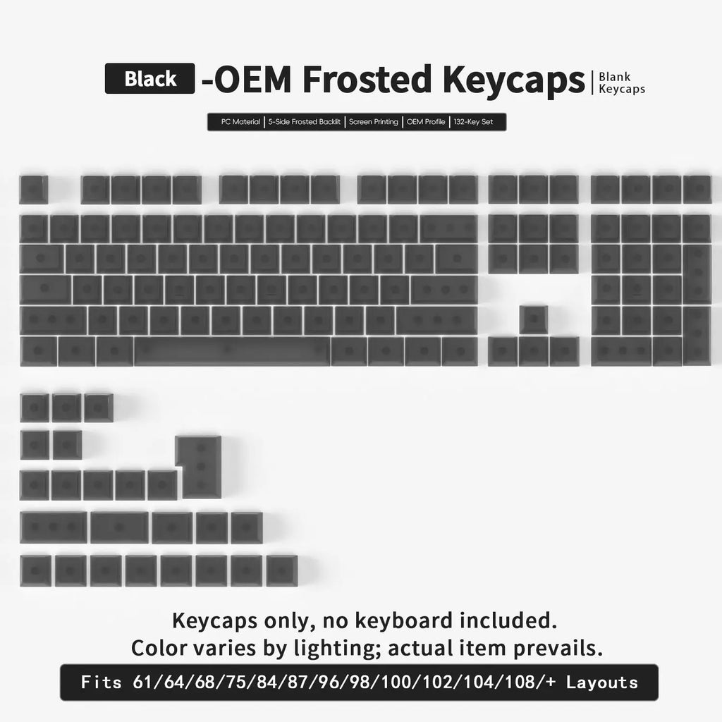 PC Keycaps Clear Transparent & Frosted Translucent White Black Full Set for Mechanical Keyboard 61 68 75 84 87 89 96 98 100 104