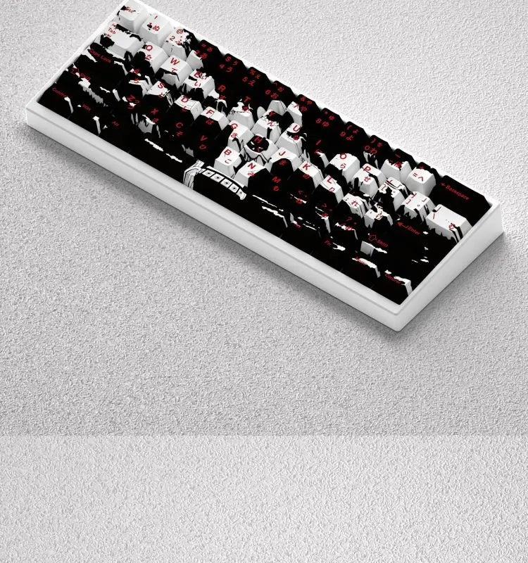 73 Keys Ace Keycaps Anime Key Cap Set Cherry PBT Engraved Side Light Transmission 74 Keys for Mechanical Keyboard 61/65/68