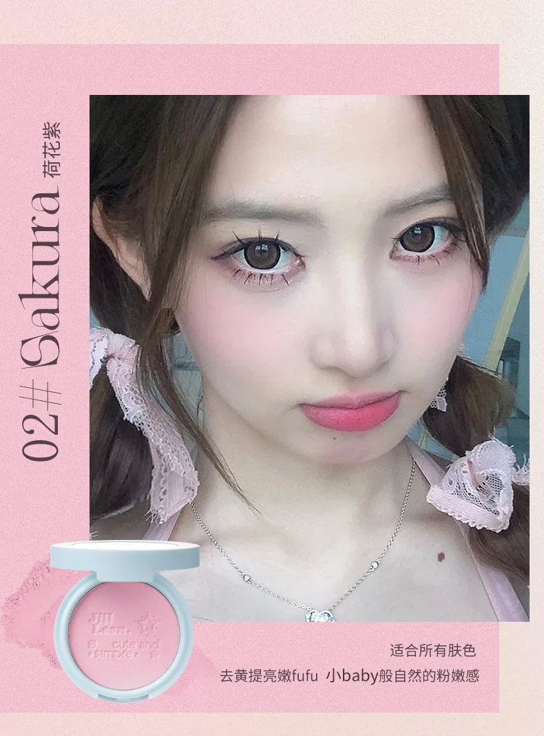 JILL LEEN Monochrome Colorful Soft Mist Blush Disc Highlight Grooming Peach Gills Purple Matte Brightening Expansion Color