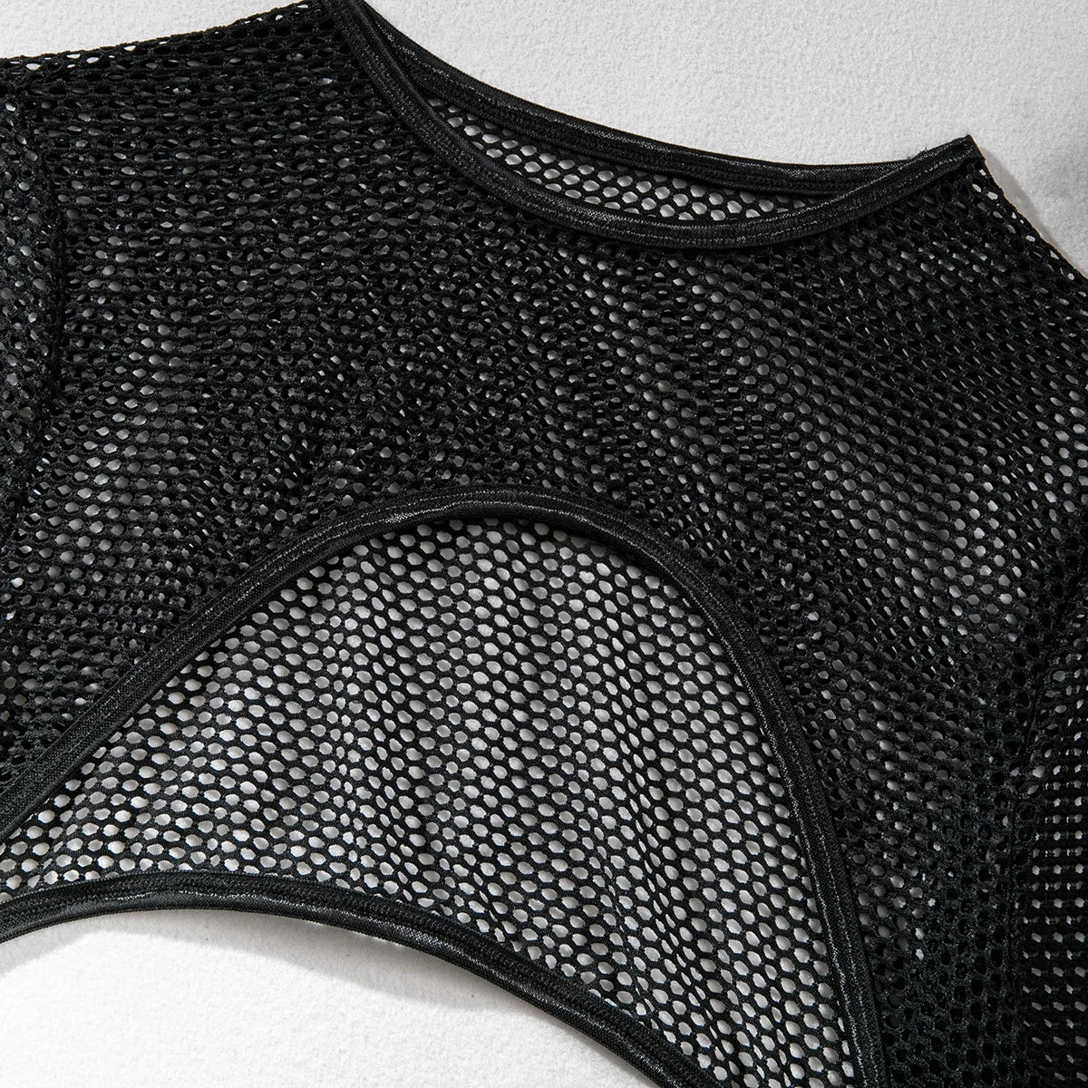 Sexy Transparent Bra Set With Long Sleeve Crop Top Fishnet Lingerie Eco-Friendly Packing