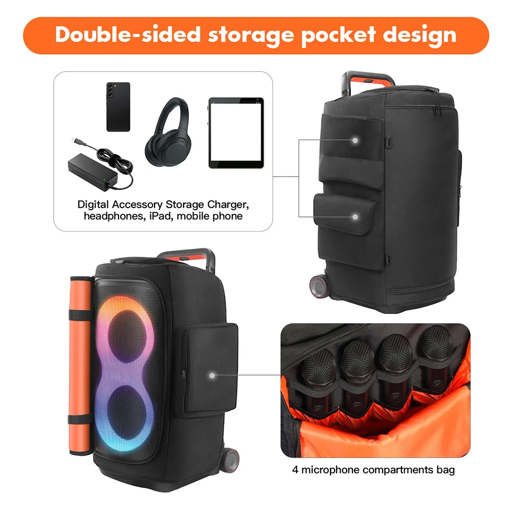 Portable Speaker Dust Case with Mic Pocket Double-Sided Speaker Storage Bag Wear Resist for JBL PARTYBOX 520/110/310/320 Cover