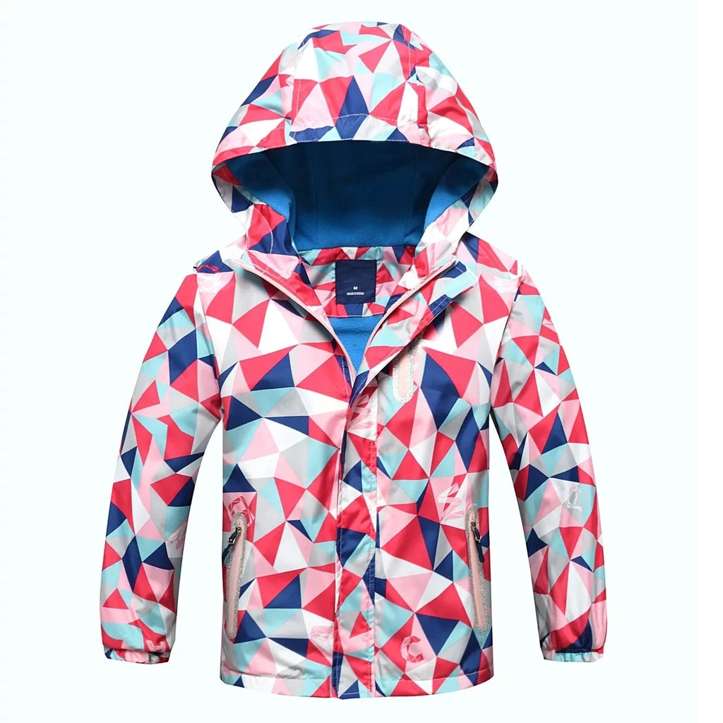 Dubbped New Fashion Spring  Autumn Jackets Rian Girls Coat Waterproof Windproof Windbreaker  Hooded Kids Clothes 3-12Y