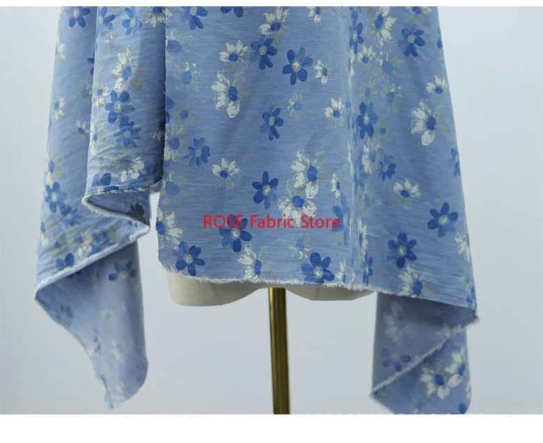 High-quality Delicate floral print denim For coats, shirts, pants, bags, DIY hand sewing, designer fabrics