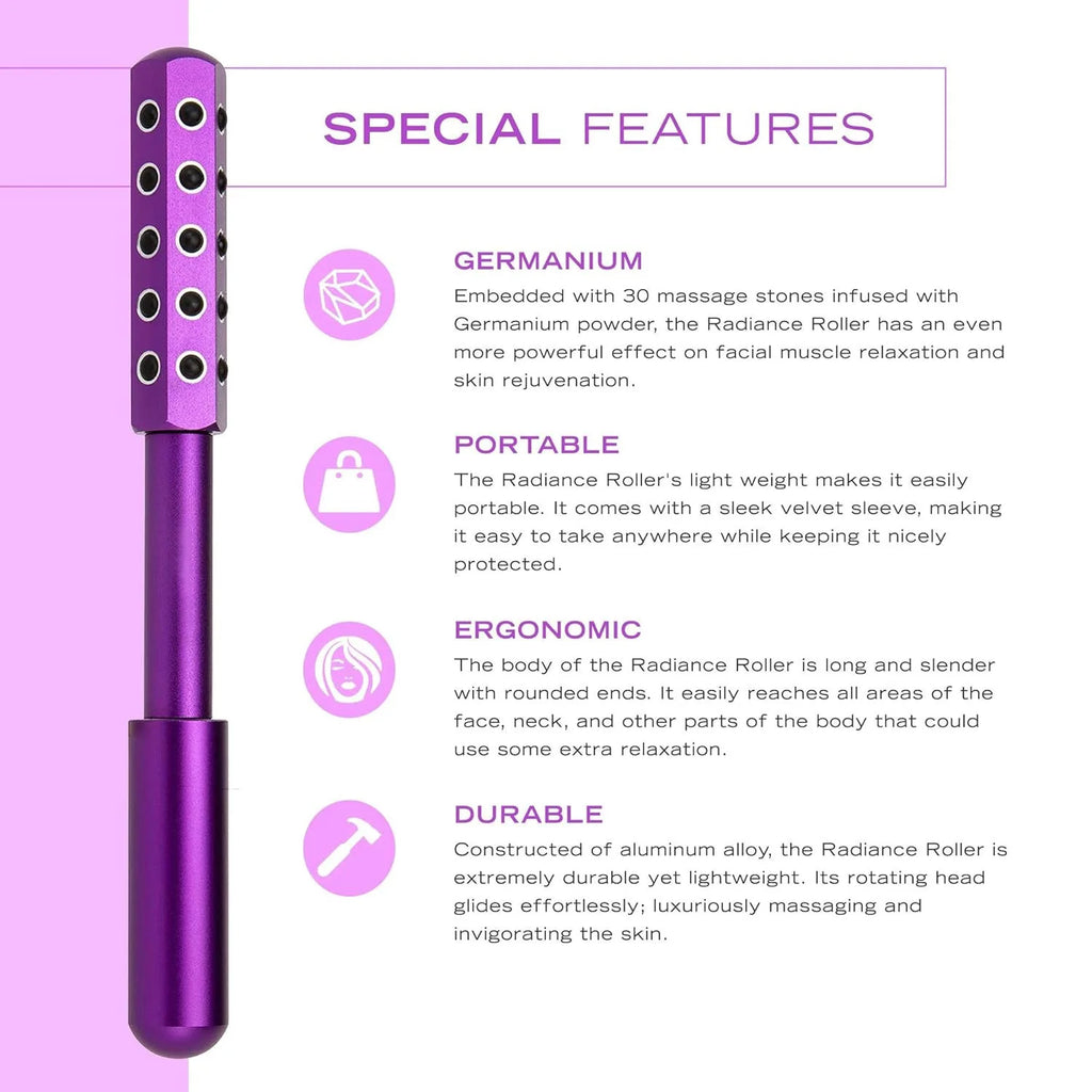 Germanlum Beauty Wand - Faclal Lifting And Massage Roller Massager - Non ElectricQuartz Stone Faclal Massage Tool,-Friendly