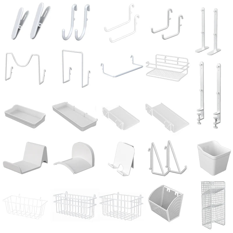 Study Room Pegboard with Shelves Tool Free Wall Grid Scratch Proof Easy to Install for Computer Desk Accessories