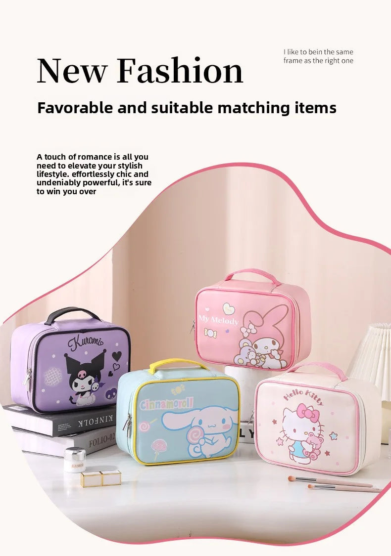 Detachable multifunctional Sanrio My Melody Hello Kitty makeup bag, waterproof, wear-resistant, large-capacity, portable storage