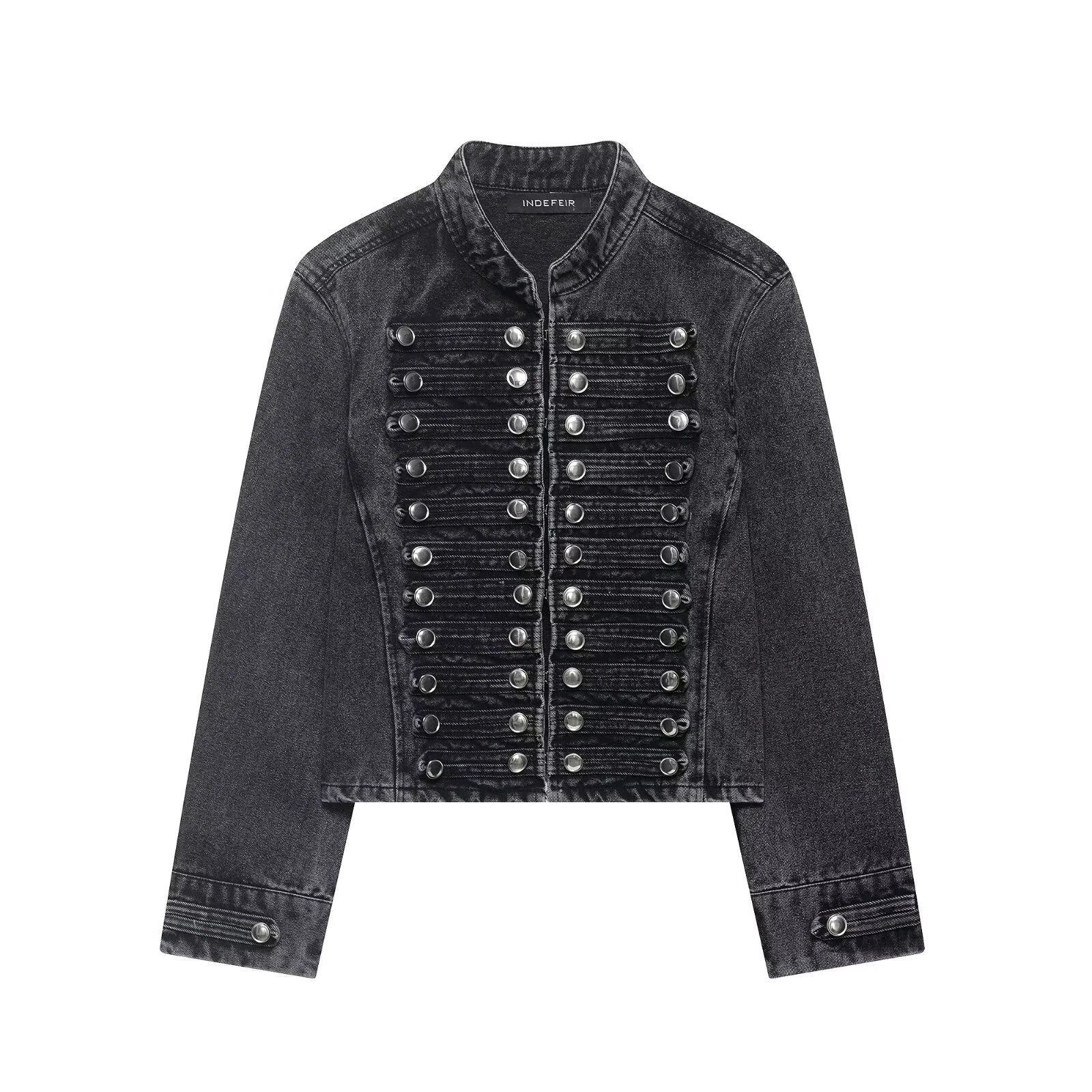 European and American style 2026 summer new women's clothing design sense close fitting denim jacket low waist shorts set
