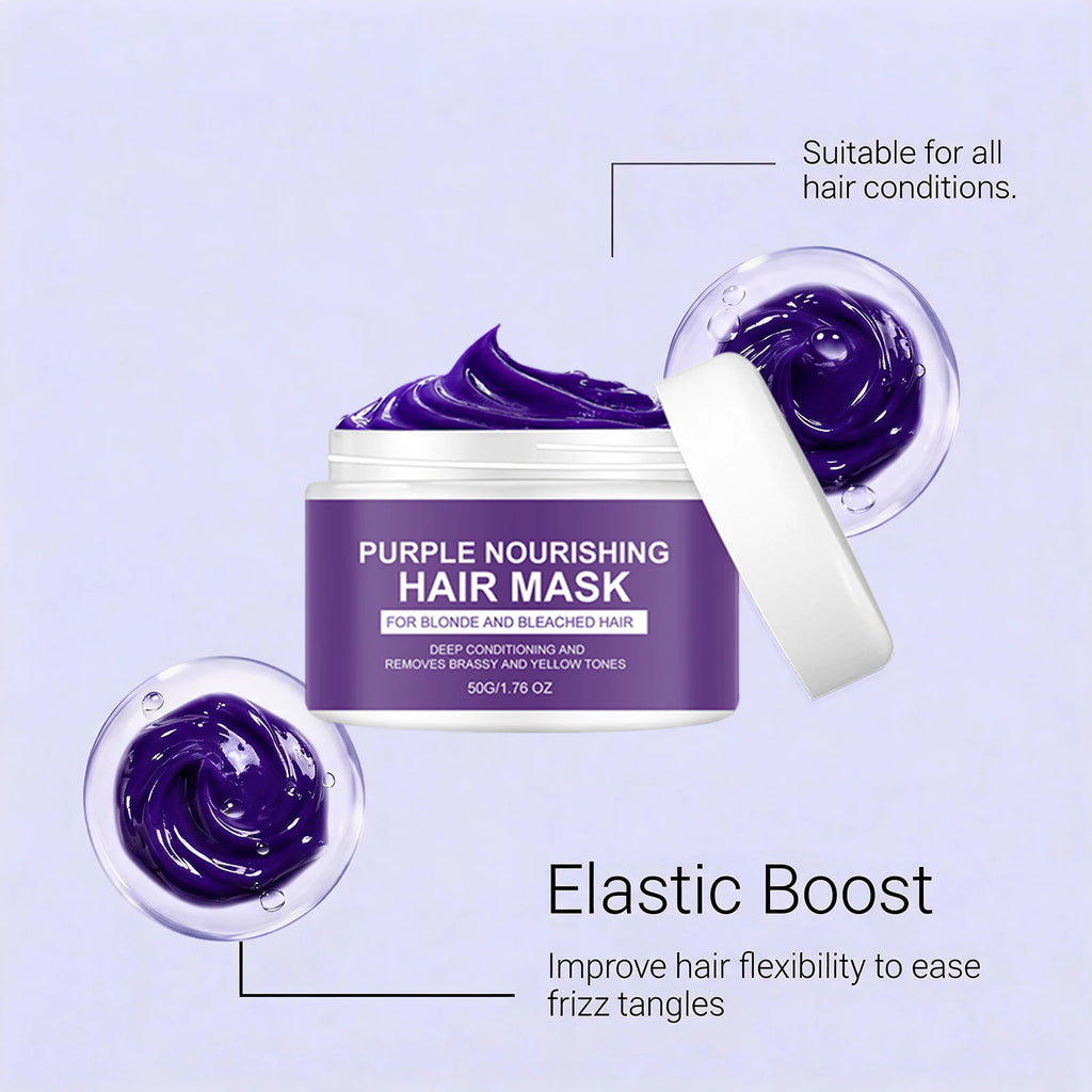 Yellow Remover Purple Hair Mask Gentle Rapid Removal Brassy Yellow Lock Color Shea Butter Deep Conditioning For Bleached Hair