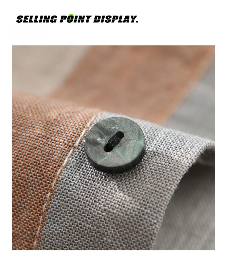 Summer New Linen and Lyocell Cooling Striped Half Sleeve Shirt for Men Casual Turn-down Collar Shirt  EC1292
