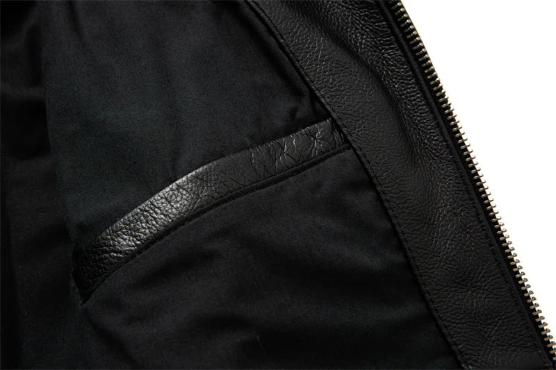Motorcycle Leather Jacket Men's Windproof And Rainproof Off-road Motorcycle Riding Jacket Leather And Cowhide Slim Fit Jacket