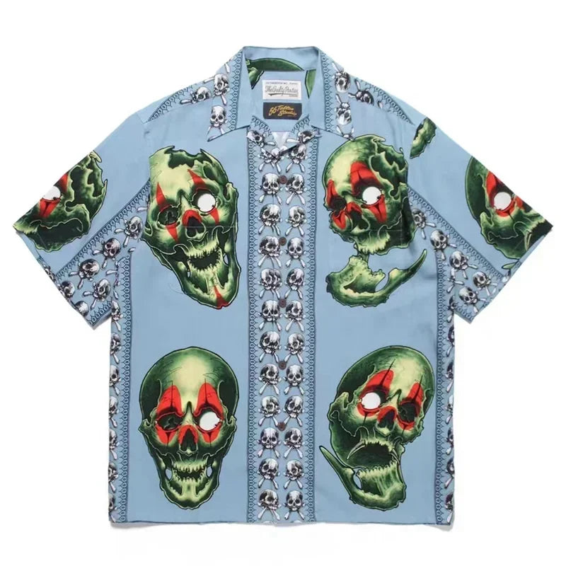 Classics 2025 WACKO MARIA Shirt Photo Print Vintage Men's And Women's Loose Hawaiian WACKO MARIA Short Sleeve Shirt T-Shirts
