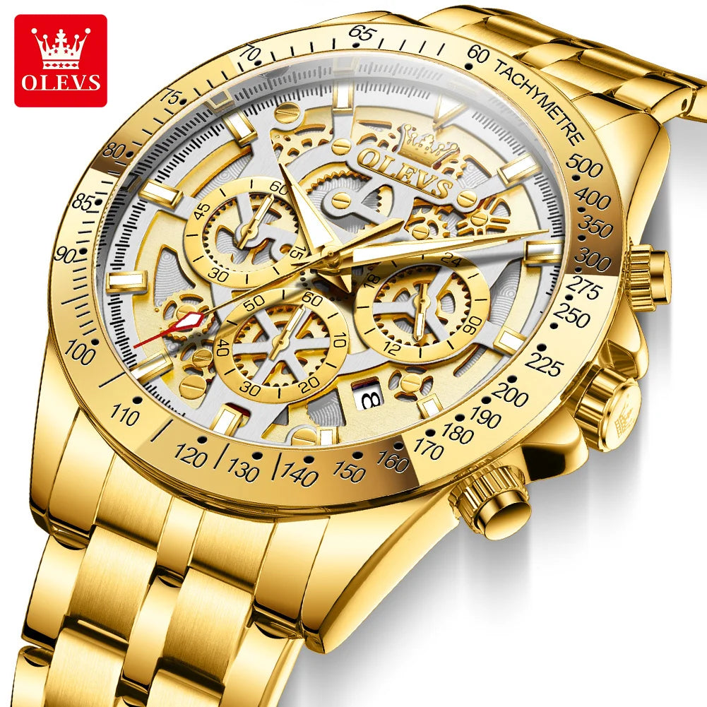 OLEVS 9913 Mens Watch Quartz Watch Classic Multifunctional Business Watch For Men 30m Waterproof Luminous Box Gift
