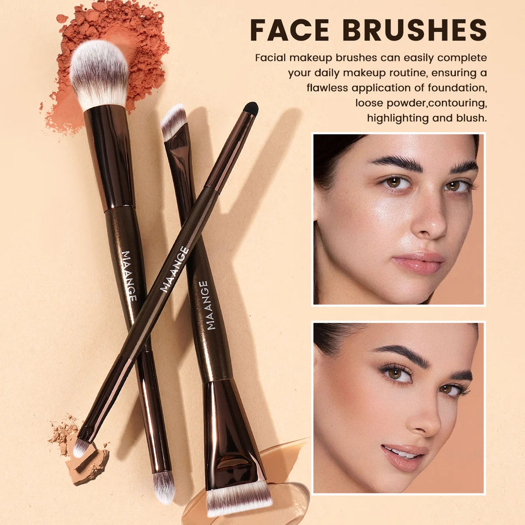 MAANGE 11pcs Makeup Brush Double Head Facial Makeup Brush Contour Brush Eyeshadow Brush Halo Dye Brush Detail Brushes Beauty Kit