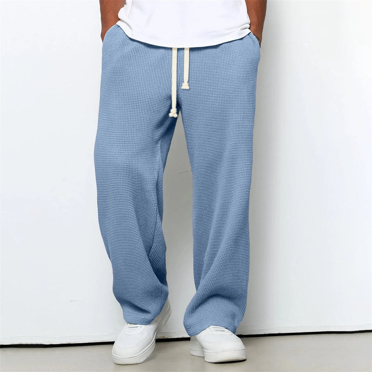2026 New Men's Retro waffle fabric Casual Male Fashion Solid Sweatpants Harajuku Pants New Men Clothing ﻿