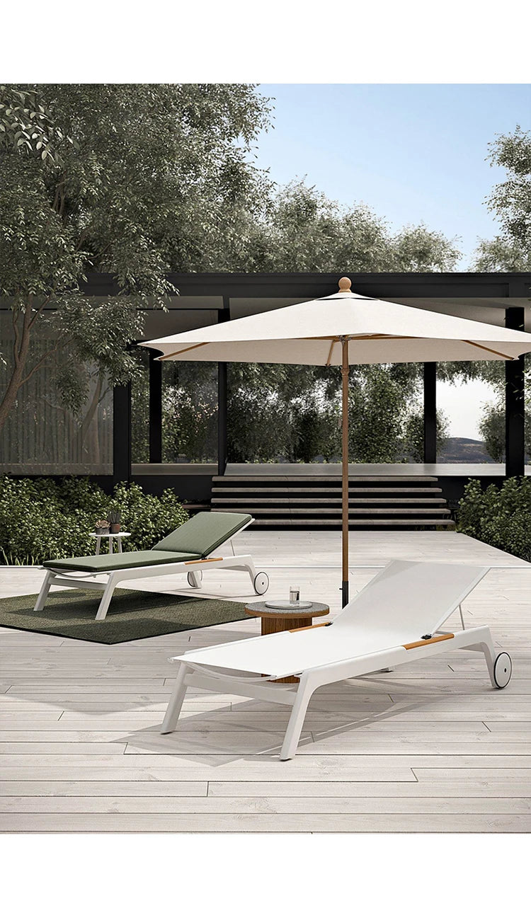 ZML Outdoor White Hotel Pool Sun Lounge Waterproof Seaside Beach Bed