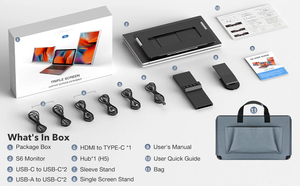 2025 OEM Portable DIY Laptop Monitor 15.6 Inch 1080P 360° Rotation Plug Play Detachable Triple Monitor Extender