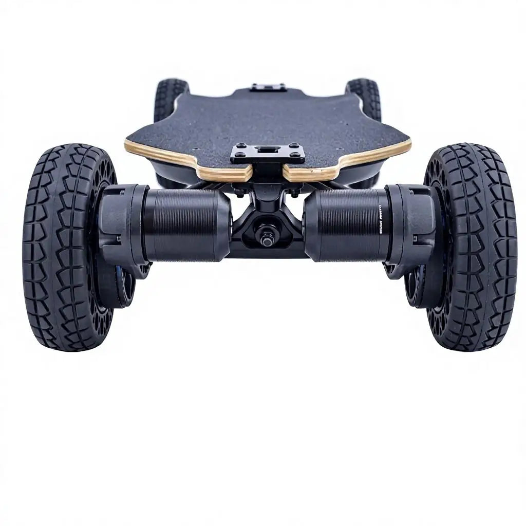 Dual motor off-road electric skateboard, 4-wheel all-terrain belt drive electric longboard