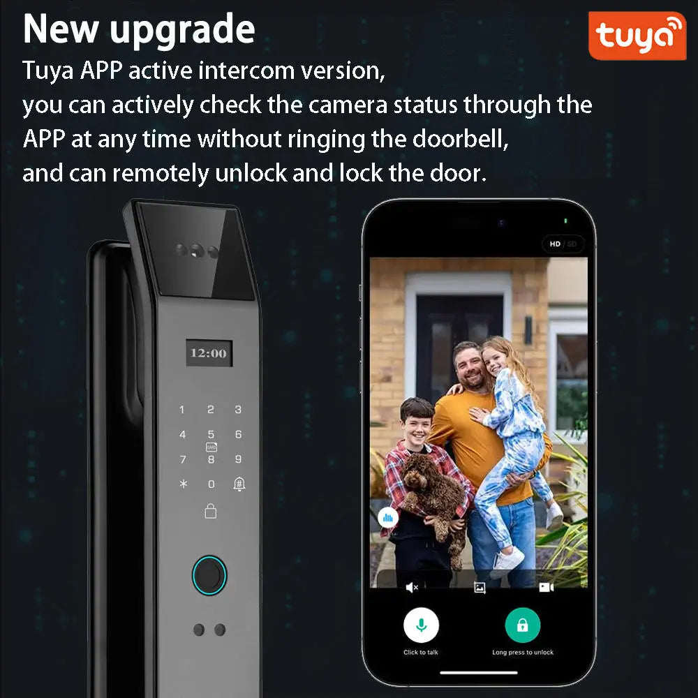 3D Face Recognition Palm Vein Recognition Tuya Automatic Lock With Camera Biometric Fingerprint Password Security Digital Lock