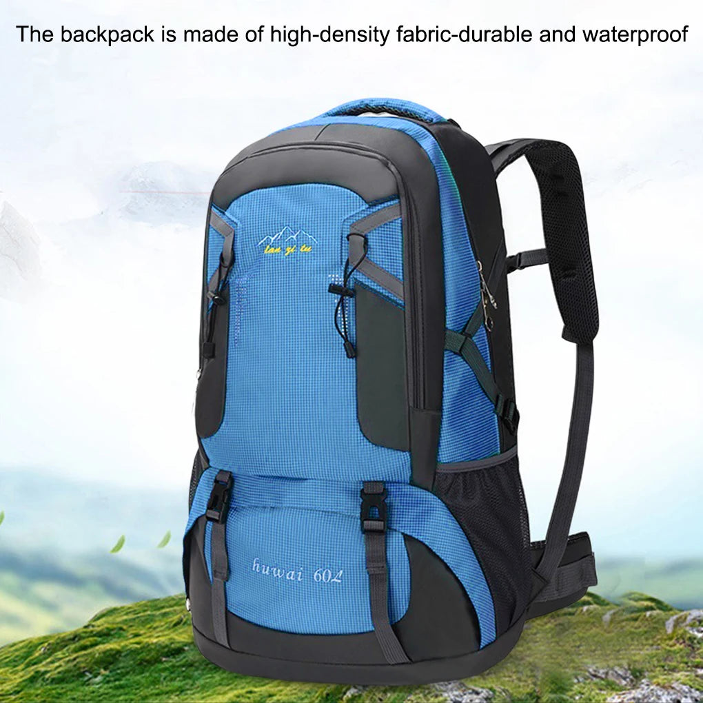 60L Backpack Outdoor Large Capacity Waterproof Rucksack Climbing Pack Zippered Portable Lightweight Bag