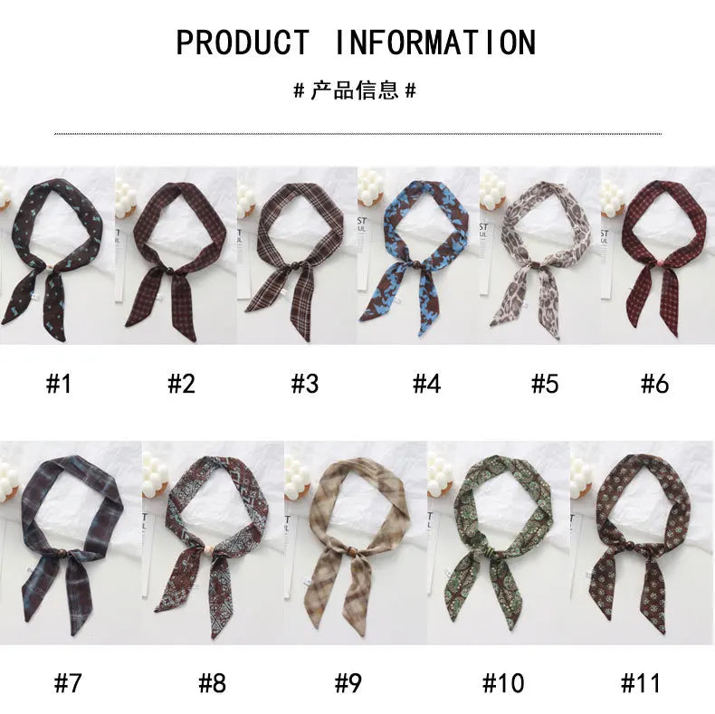 Retro Maillard Brown Floral Scarf Fashionable Old Money Style Light Luxury High-Grade Temperament Small Square Towel Lazy Scarf