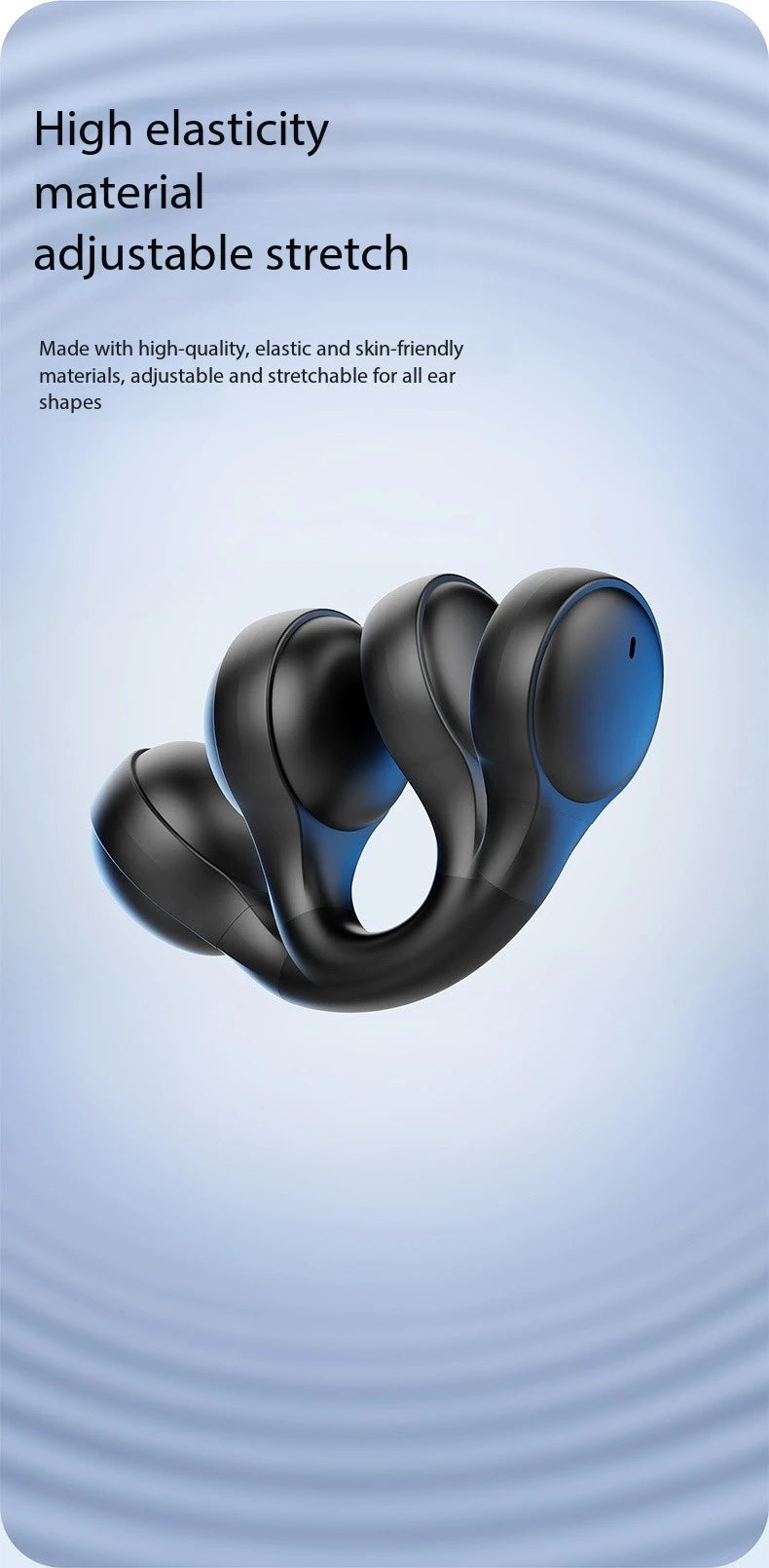 New Mirror-Style Digital Display Soft Silicone Ear Clip Wireless Bluetooth Headphones with Noise Reduction, High-Definition, and Lossless for Sports