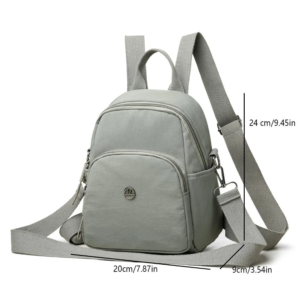 Solid Color Nylon Backpack Lightweight Travel School Bag Fashion Daypack for Work Small Travel Bag Multi-functional Shoulder Sac