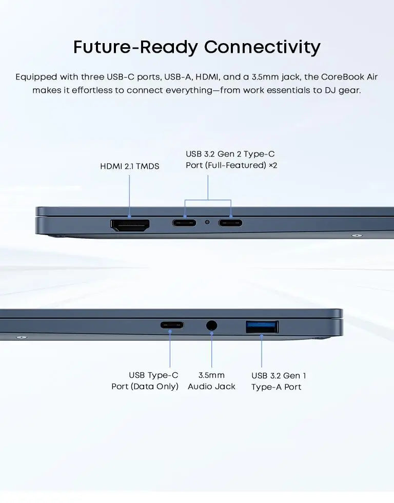 CHUWI Laptop Corebook Air AMD Ryzen 5 6600H 14 '' IPS Display 6 Cores 12 Threads 1kg Ultra-Light 9-16mm Ultra-Thin Notebook 1920x1200 Resolution Windows 11 Pro