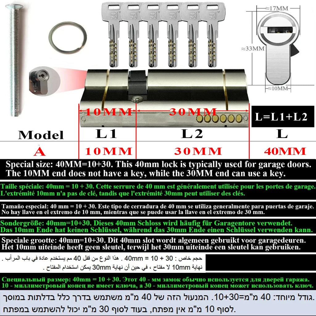 Customize the same key to open all cylinder doors European standard high quality Door lock 11-pin anti-theft lock cylinder