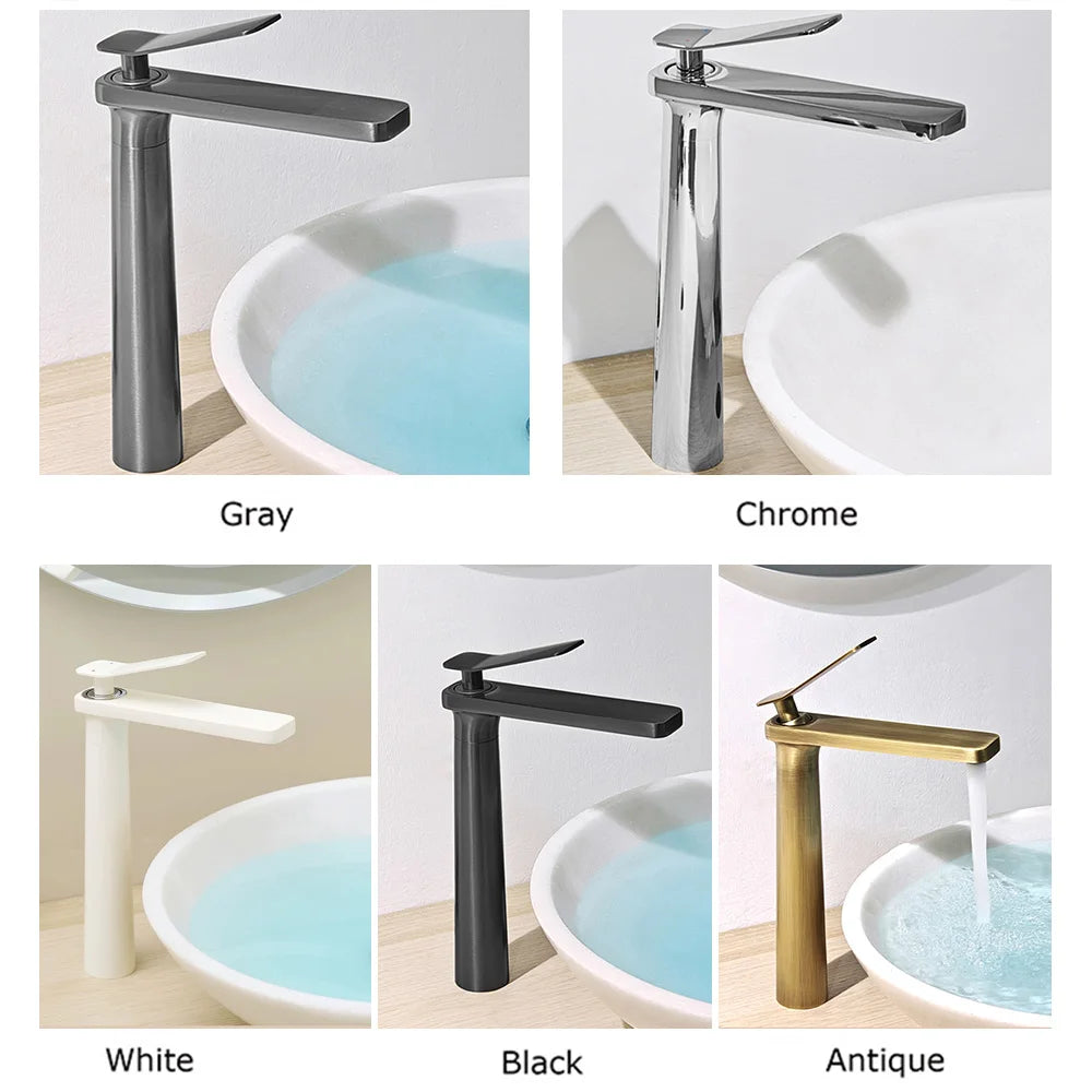 BAKALA Luxury Black Gray Wash Basin Taps Modern White Faucet Bathroom Luxury Basin Faucets Antique Hot Cold Water Sink Tap Mixer