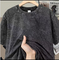 Washed T-shirt Solid Color Mineral Wash Blank Graphic Tee Oversized Loose Short Sleeve Unisex Hip Hop Streetwear Tops