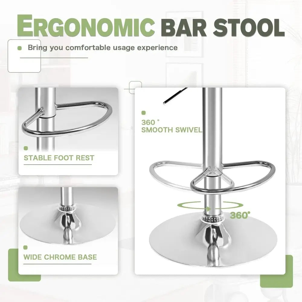 Bar Stools ern Pu Leather Swivel Adjustable Hydraulic Bar Stool Square Counter Height Stool Set o 2 (White)