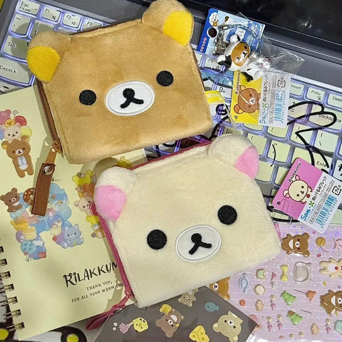 Japanese Kawaii Rilakkuma Coin Purse Card Package Short Wallet Plush Storage Package Birthday Gift