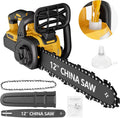 12" Cordless Chainsaw Handheld Garden Electric Chain Saw for Tree Branch Wood Cutting Compatible With DeWalt 20v Battery