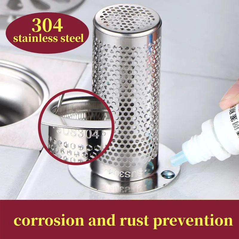 Floor Drain Filter Mesh Anti-Clogging Sink Strainer Food Hair Stopper With Handle Anti-Pest Sealing Cover Shower Leak Net