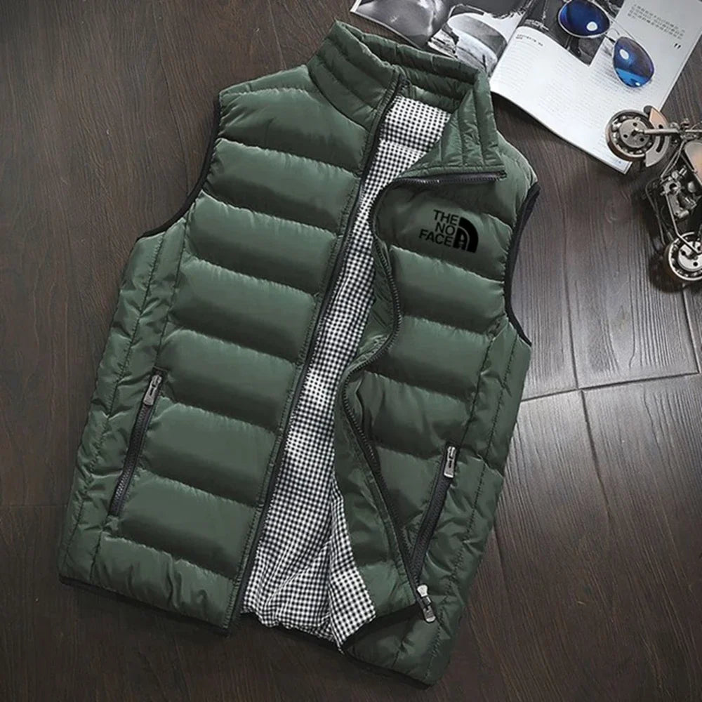 Autumn and winter zippered sleeveless jacket, warm vest coat, fashionable and versatile men's golf clothing