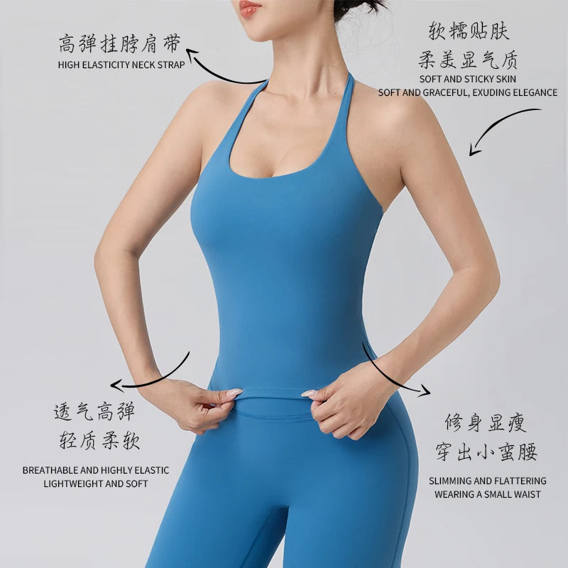 Halter Yoga Vest, Shockproof Running Sports, High-Strength Sports Underwear, Fitness, Pilates Suspender, Beautiful Back