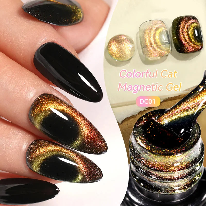 LILYCUTE 7ml Gold Coffee Cat Magnetic Gel Nail Polish Autumn Winter Nails Ultra Shine Moonlight Semi Permanent UV Gel Soak Off