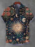 Autumn Ethnic Style Graphic 3D Print Holiday Button Men Clothing Luxury Men's Shirt Casual Short Sleeve Retro Shirt Man Top