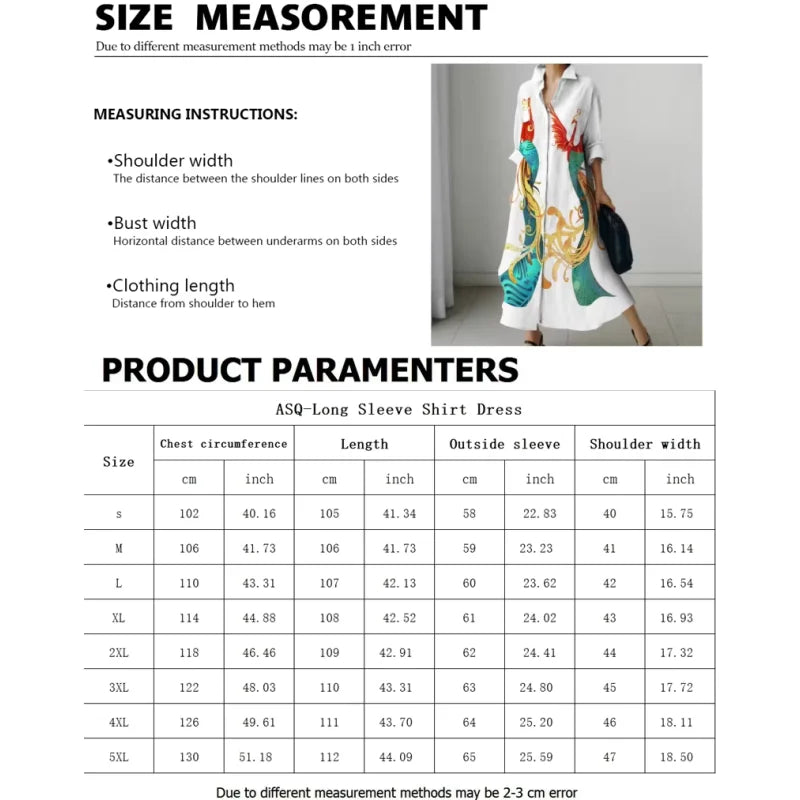 2025 New Women's Shirt Dress Fashion Floral Printing Long Sleeve Lapel Button Dress Casual Loose Streetwear Cardigan Dresses