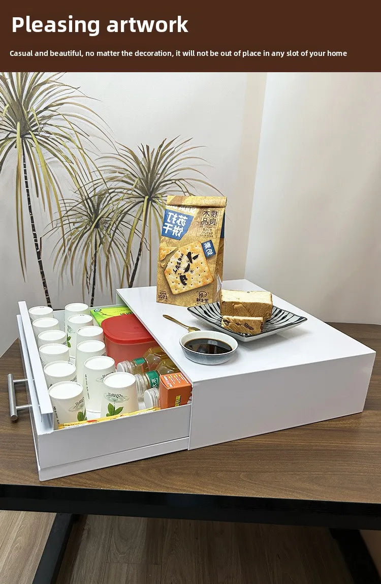 Pull-Out Kitchen Organizer Drawer Microwave Shelf with Extendable Board Countertop Oven Storage Rack Space-Saving Prep Station