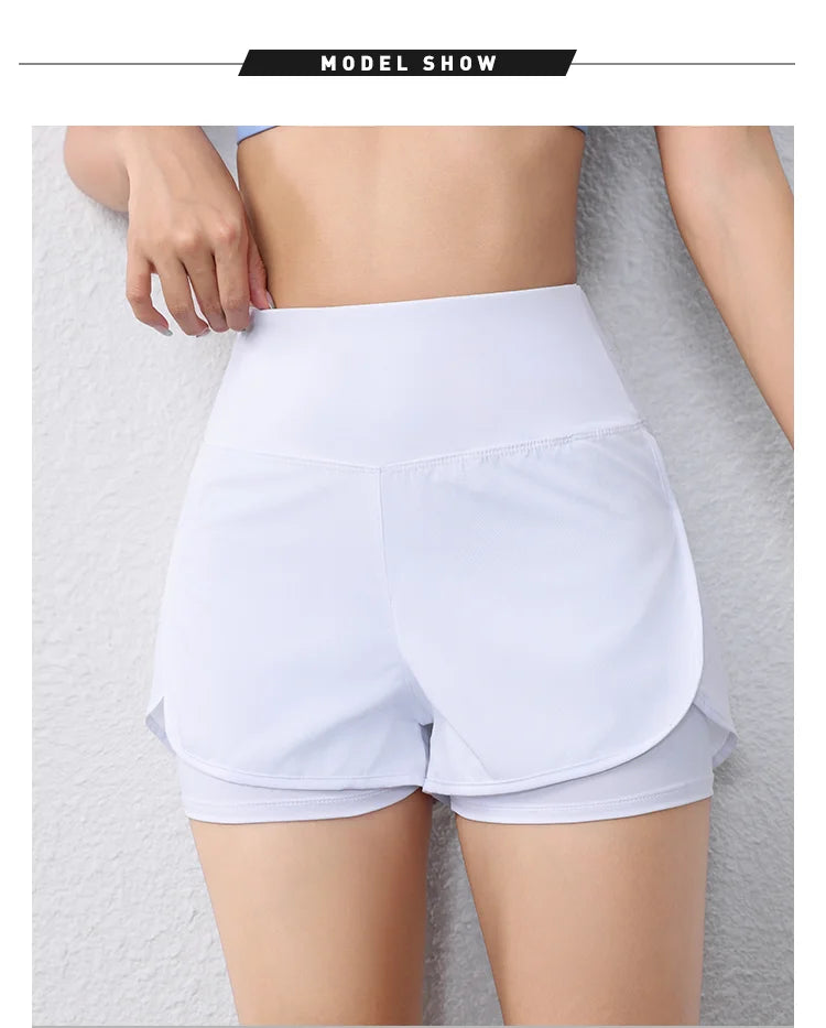 Quick-Drying Women's Running Shorts Sports Layer Elastic Waist Active Sports Shorts with Pockets yoga Shorts