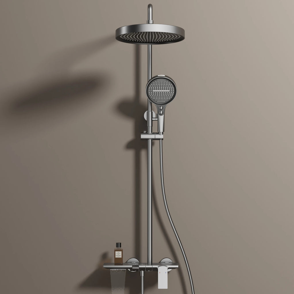 Hot Cold Piano Bathroom Shower System Set Brushed Rose Gold Waterfall Bathroom Faucet Rainfall Piano Bathroom Shower Set