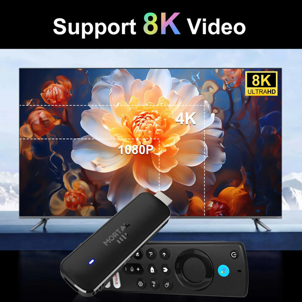 Mortal Q8 Android14 TV stick WIFI6 Voice Control TV stick  8K video RK3518 Netflix YouTube Tv box Free Live TV Streaming