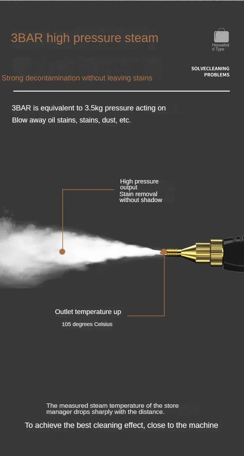 Steam Cleaner High Temperature Sterilization Air Conditioning Kitchen Hood Home /Car Steaming Cleaner 220V EU Plug